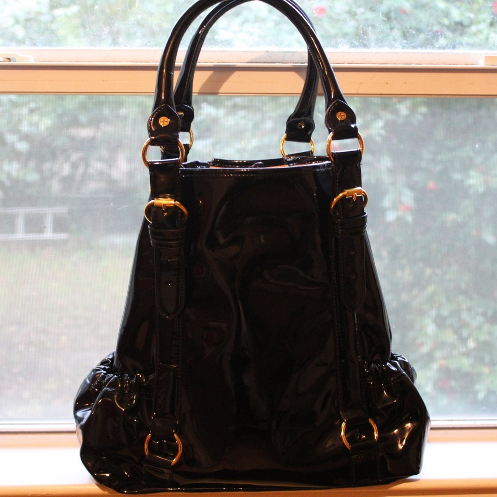 IMAN black designer faux leather bag - Picture 2 of 8